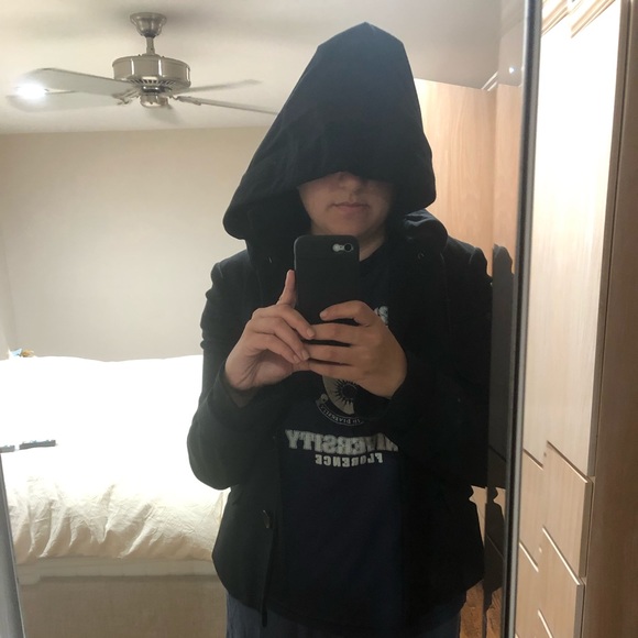 Theory Black Blazer Jacket with Detachable Hood and Drawstring Size: Medium - Picture 12 of 12